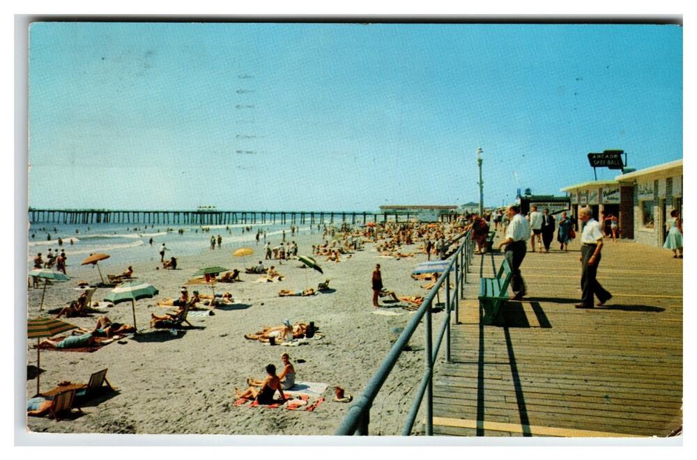 Ocean City NJ Boardwalk Beach Pier Vintage Chrome Postcard 1989 Postmark
